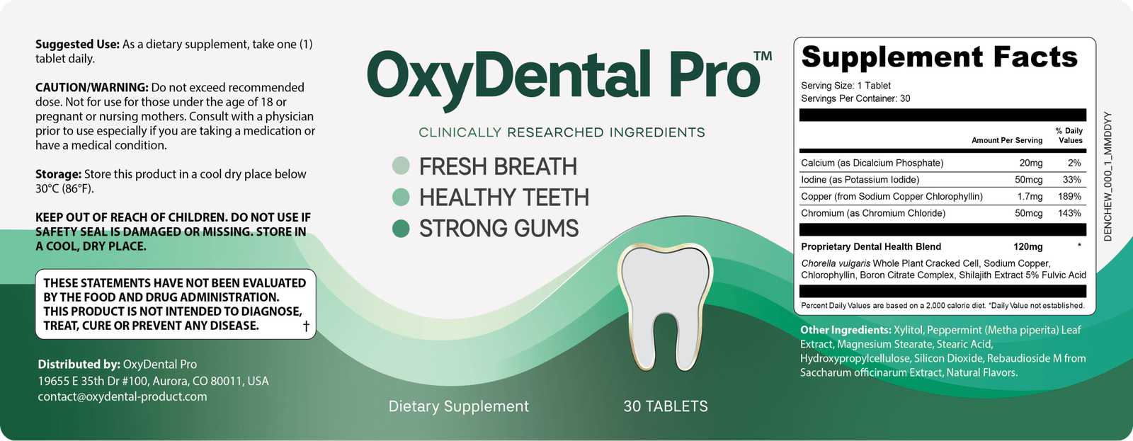 ingredients inside OxyDental Pro